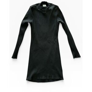 PINK Victoria's Secret Black Ribbed Knit Long Sleeve Mock Neck Sweater Dress M